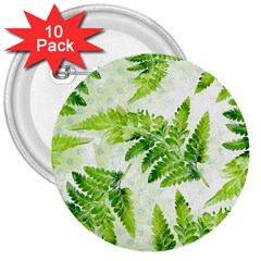 Fern Leaves 3  Buttons (10 Pack) 