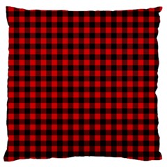 Lumberjack Plaid Fabric Pattern Red Black Large Flano Cushion Case (one Side) by EDDArt