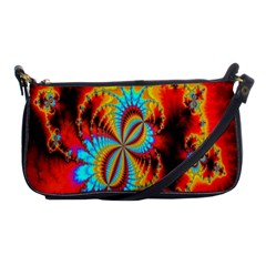 Crazy Mandelbrot Fractal Red Yellow Turquoise Shoulder Clutch Bags by EDDArt