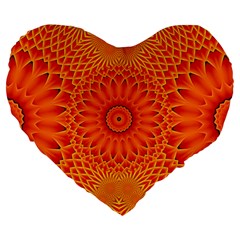 Lotus Fractal Flower Orange Yellow Large 19  Premium Heart Shape Cushions by EDDArt