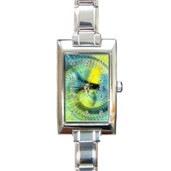 Light Blue Yellow Abstract Fractal Rectangle Italian Charm Watch by designworld65