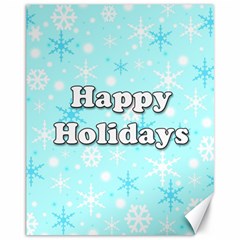 Happy Holidays Blue Pattern Canvas 11  X 14   by Valentinaart