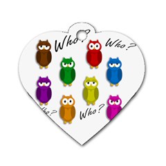 Cute Owls - Who? Dog Tag Heart (two Sides) by Valentinaart
