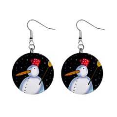 Lonely Snowman Mini Button Earrings by Valentinaart