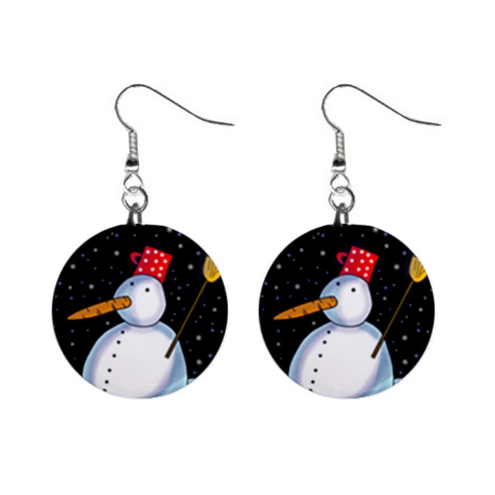 Lonely snowman Mini Button Earrings