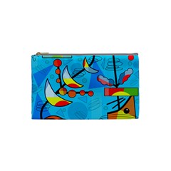 Happy Day - Blue Cosmetic Bag (small)  by Valentinaart