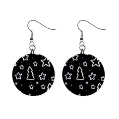 Black And White Xmas Mini Button Earrings by Valentinaart