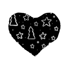 Black And White Xmas Standard 16  Premium Heart Shape Cushions by Valentinaart