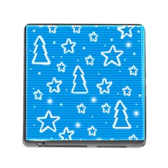 Blue Decorative Xmas Design Memory Card Reader (square) by Valentinaart