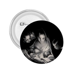 Nativity Scene Birth Of Jesus With Virgin Mary And Angels Black And White Litograph 2 25  Buttons by yoursparklingshop