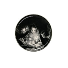 Nativity Scene Birth Of Jesus With Virgin Mary And Angels Black And White Litograph Hat Clip Ball Marker by yoursparklingshop