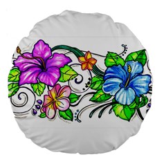 Tropical Hibiscus Flowers Large 18  Premium Flano Round Cushions by EverIris