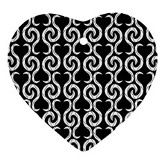 Black And White Pattern Ornament (heart)  by Valentinaart