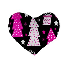 Pink Playful Xmas Standard 16  Premium Heart Shape Cushions by Valentinaart
