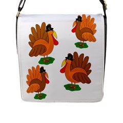 Thanksgiving Turkeys Flap Messenger Bag (l)  by Valentinaart
