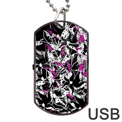 Purple Abstract Flowers Dog Tag Usb Flash (two Sides)  by Valentinaart