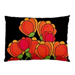 Orange Tulips Pillow Case (two Sides) by Valentinaart
