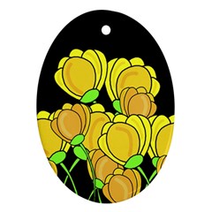 Yellow Tulips Oval Ornament (two Sides) by Valentinaart
