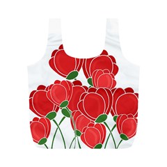 Red Floral Design Full Print Recycle Bags (m)  by Valentinaart