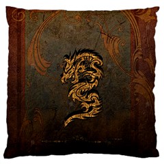 Awesome Dragon, Tribal Design Large Cushion Case (two Sides) by FantasyWorld7