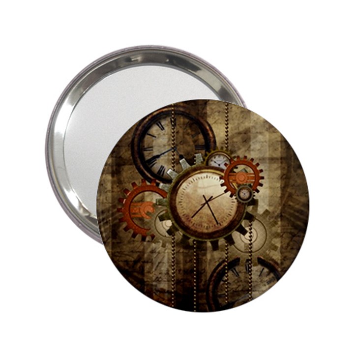Wonderful Steampunk Design With Clocks And Gears 2.25  Handbag Mirrors