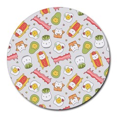 Funny Cat Food Succulent Pattern  Round Mousepads by kostolom3000shop