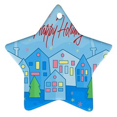 Xmas Landscape - Happy Holidays Star Ornament (two Sides)  by Valentinaart
