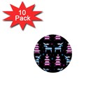 Blue and pink reindeer pattern 1  Mini Buttons (10 pack)  Front