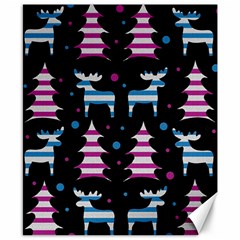 Blue And Pink Reindeer Pattern Canvas 8  X 10  by Valentinaart