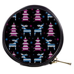 Blue And Pink Reindeer Pattern Mini Makeup Bags by Valentinaart