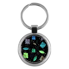 Blue And Green Flowers  Key Chains (round)  by Valentinaart