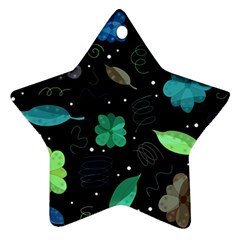 Blue And Green Flowers  Star Ornament (two Sides)  by Valentinaart
