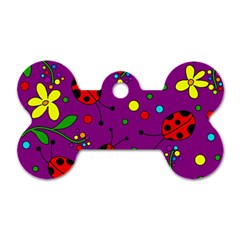 Ladybugs - Purple Dog Tag Bone (two Sides) by Valentinaart