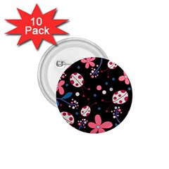 Pink Ladybugs And Flowers  1 75  Buttons (10 Pack) by Valentinaart