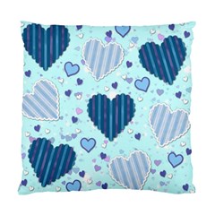 Light And Dark Blue Hearts Standard Cushion Case (one Side) by LovelyDesigns4U