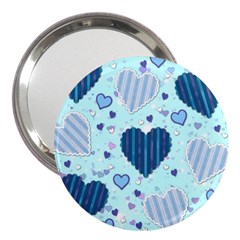 Light And Dark Blue Hearts 3  Handbag Mirrors by LovelyDesigns4U