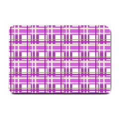 Purple Plaid Pattern Small Doormat  by Valentinaart