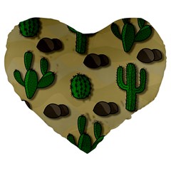 Cactuses Large 19  Premium Flano Heart Shape Cushions by Valentinaart