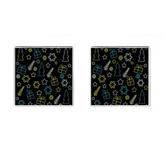 Xmas Pattern - Blue And Yellow Cufflinks (square)