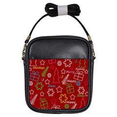 Red Xmas Pattern Girls Sling Bags by Valentinaart