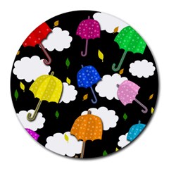 Umbrellas 2 Round Mousepads by Valentinaart