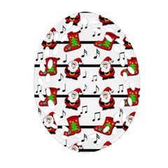 Xmas Song Pattern Ornament (oval Filigree)  by Valentinaart