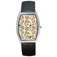 Xmas Candy Pattern Barrel Style Metal Watch by Valentinaart