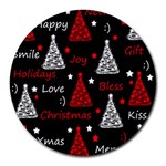 New Year pattern - red Round Mousepads