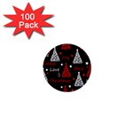 New Year pattern - red 1  Mini Buttons (100 pack) 