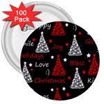 New Year pattern - red 3  Buttons (100 pack) 