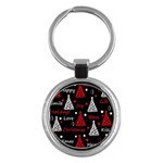 New Year pattern - red Key Chains (Round) 