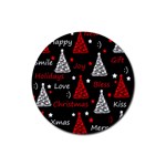 New Year pattern - red Rubber Round Coaster (4 pack) 