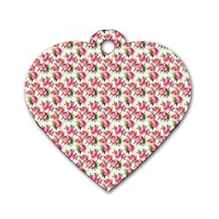 Gorgeous Pink Flower Pattern Dog Tag Heart (two Sides) by Brittlevirginclothing