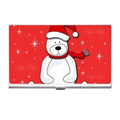 Polar Bear - Red Business Card Holders by Valentinaart